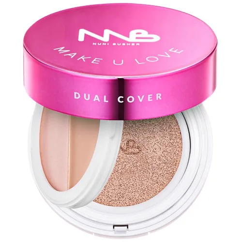 کوشن-سه-در-یک-MB-DUAL-COVER-شماره-21-شامل-کانسیلر-و-هایلایتر-مناسب-انواع-پوست-MB-NUNI-BUSHER-MAKE-U-LOVE