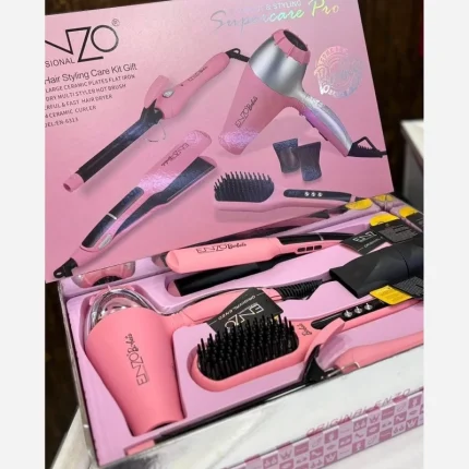 ست 4 تکه انزو سشوار، اتو مو، برس حرارتی و فرکننده